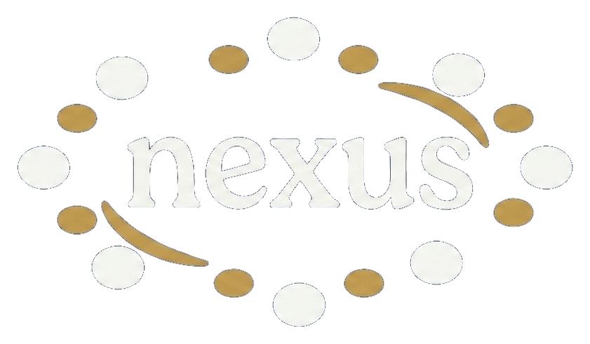 Nexus — wordmark encircled by a ring of white and gold dots